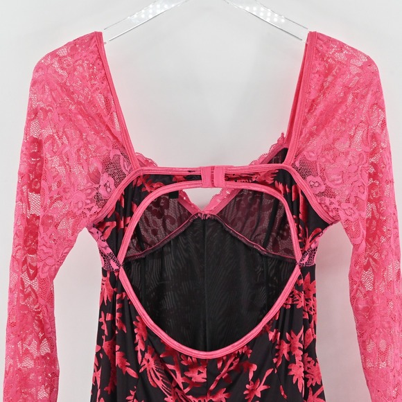 Delias Dolls Kill Watermelon Sugar Velvet Burnout‎ Dress Size M Lace Floral Mini - Picture 11 of 13